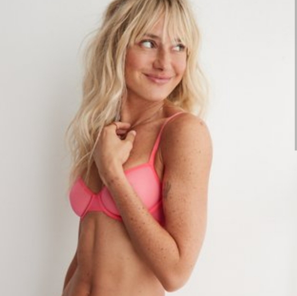 Aerie Smoothez Unlined Mesh Balconette Bra Purple Size 32C NWT! - Picture 8 of 8